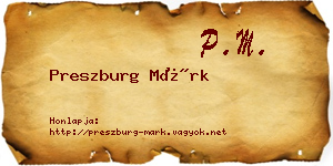 Preszburg Márk névjegykártya